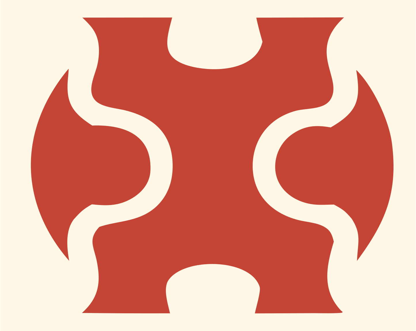 Interlocking Puzzle Piece Skateboard Badge #fff8e7/#c44536