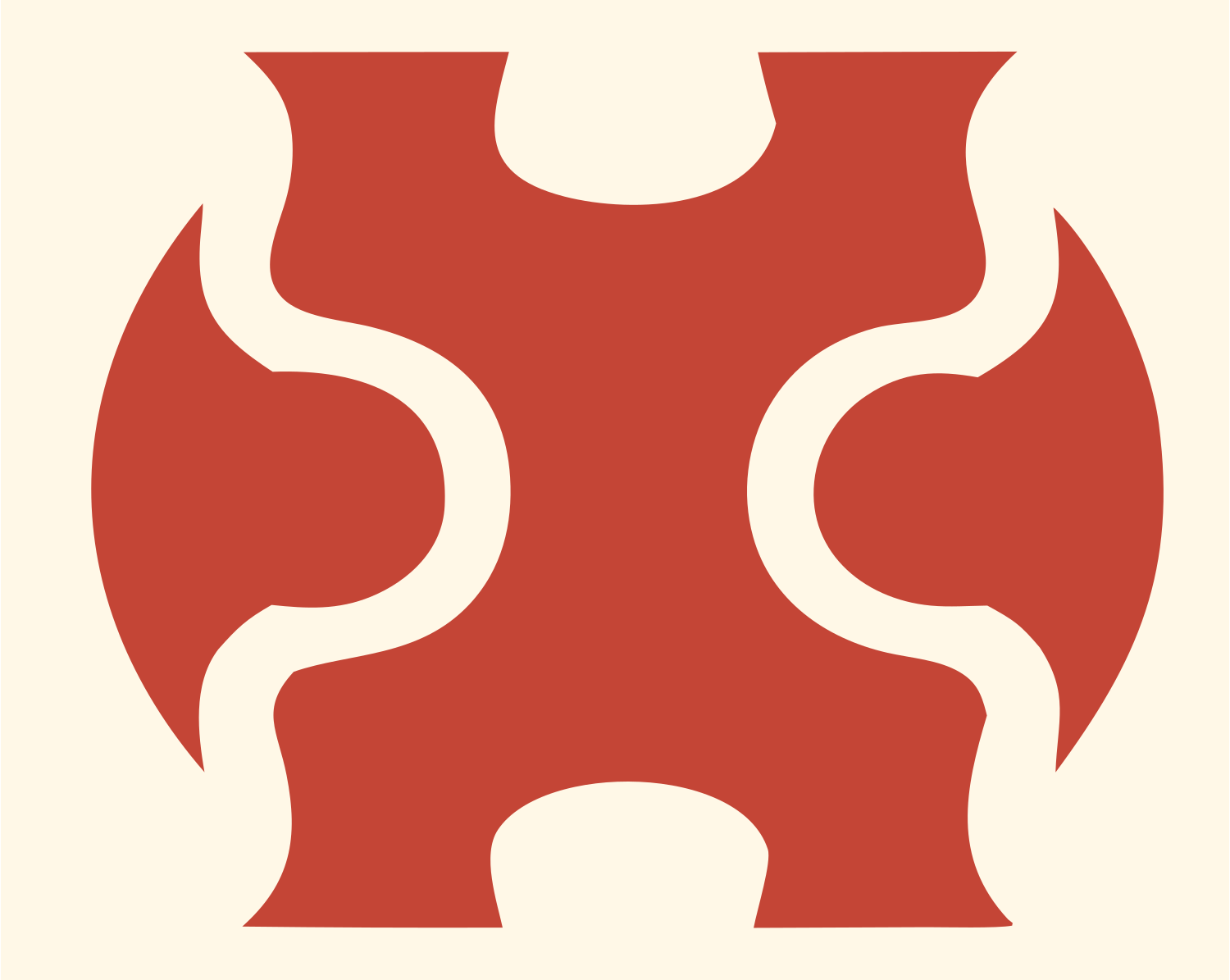 Interlocking Puzzle Piece Skateboard Badge #fff8e7/#c44536