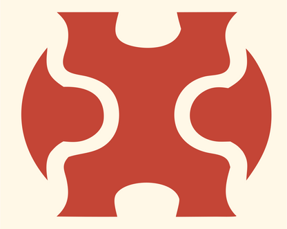 Interlocking Puzzle Piece Skateboard Badge #fff8e7/#c44536