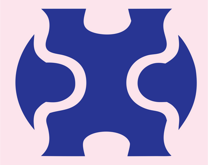 Interlocking Puzzle Piece Skateboard Badge #fce4ec/#283593