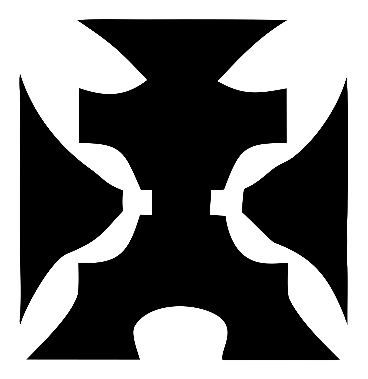 Iron Cross Layered Overlap Skateboard Emblem #ffffff/#000000