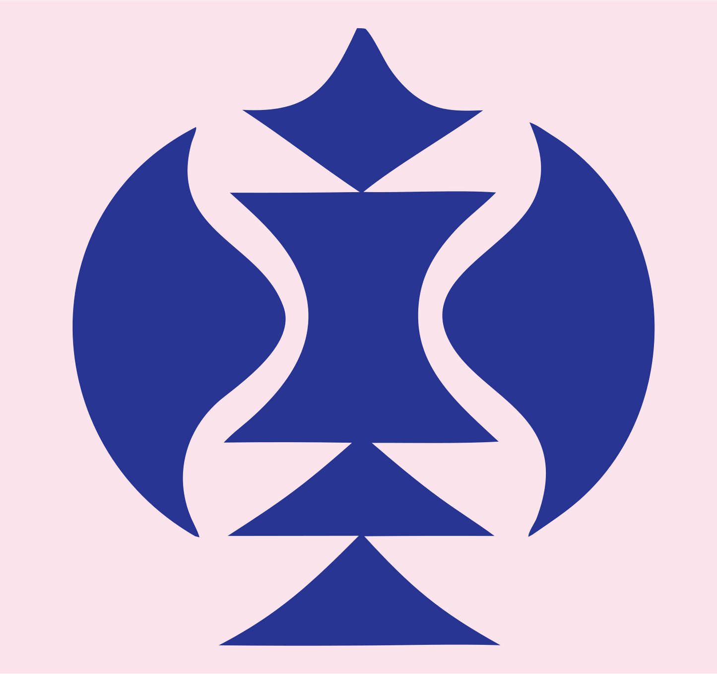 Layered Overlap Hourglass Totem Skateboard Crest #fce4ec/#283593