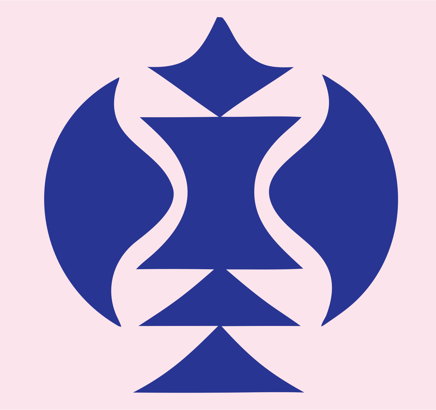 Layered Overlap Hourglass Totem Skateboard Crest #fce4ec/#283593