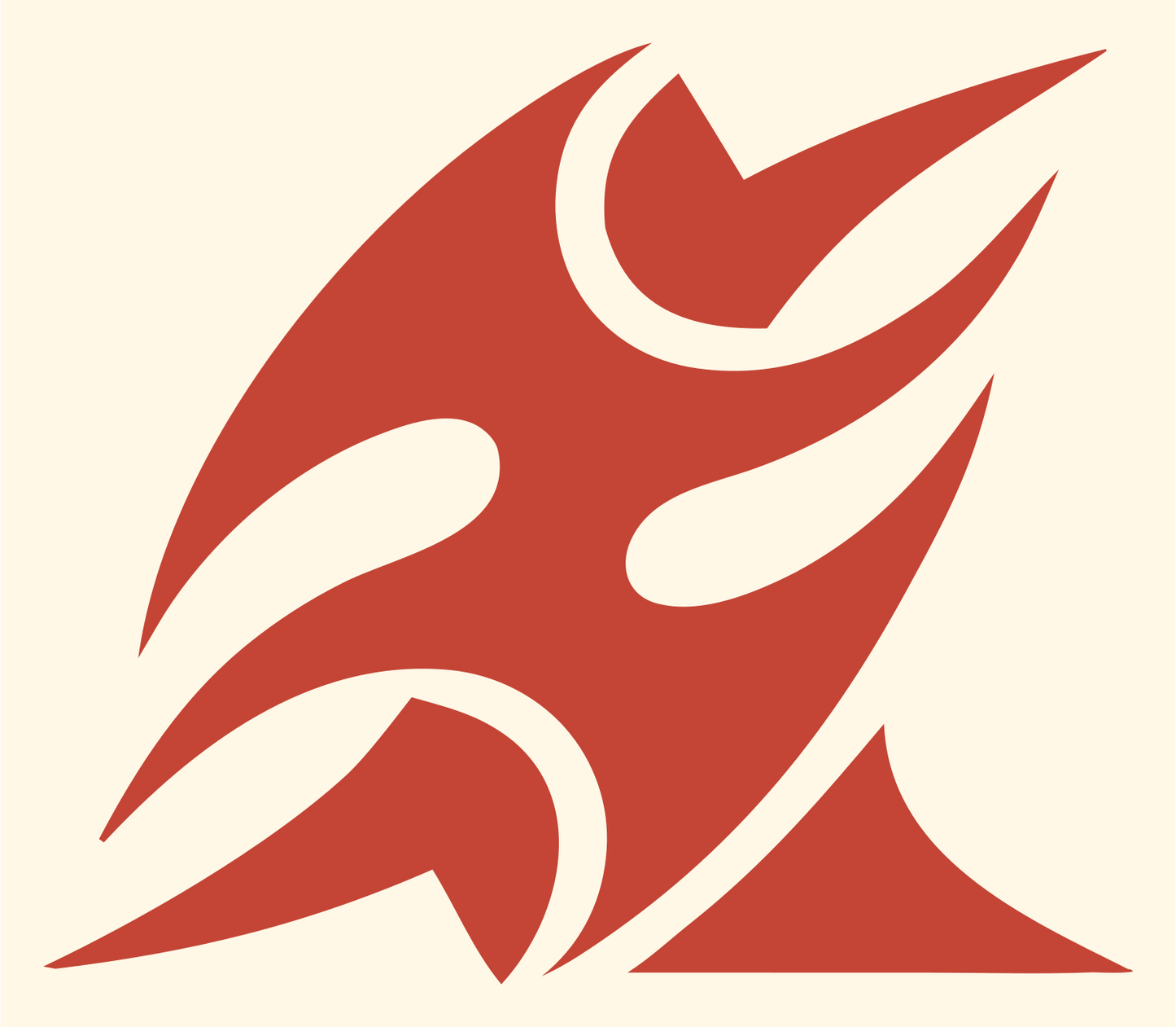 Tribal Flame Burst Skateboard Crest #fff8e7/#c44536