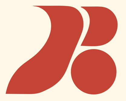 Swiss Bold Abstract Bicycle Letter Mark #fff8e7/#c44536