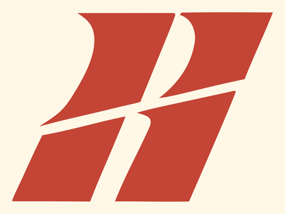 Swiss Italic Slanted H Speed Crest #fff8e7/#c44536