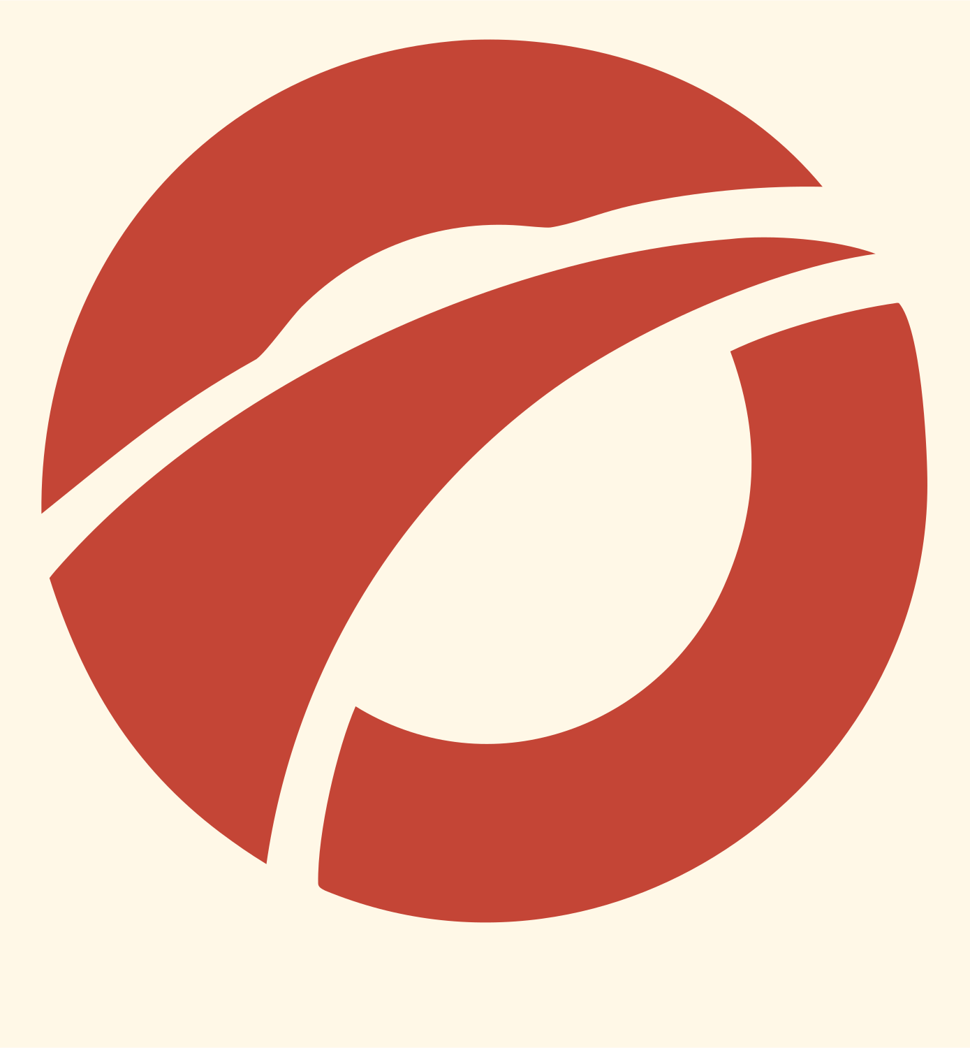 Pictogram Leaf Streak Globe Surfboard Mark #fff8e7/#c44536