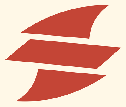 Triple Stacked Surfboard Fins Pictogram Mark #fff8e7/#c44536