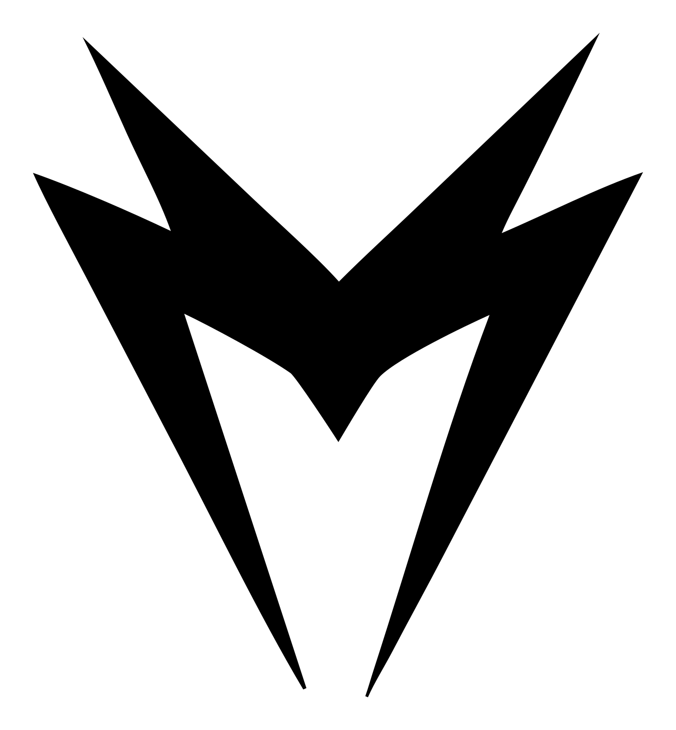 Jagged Double Lightning Strike M Mark #ffffff/#000000