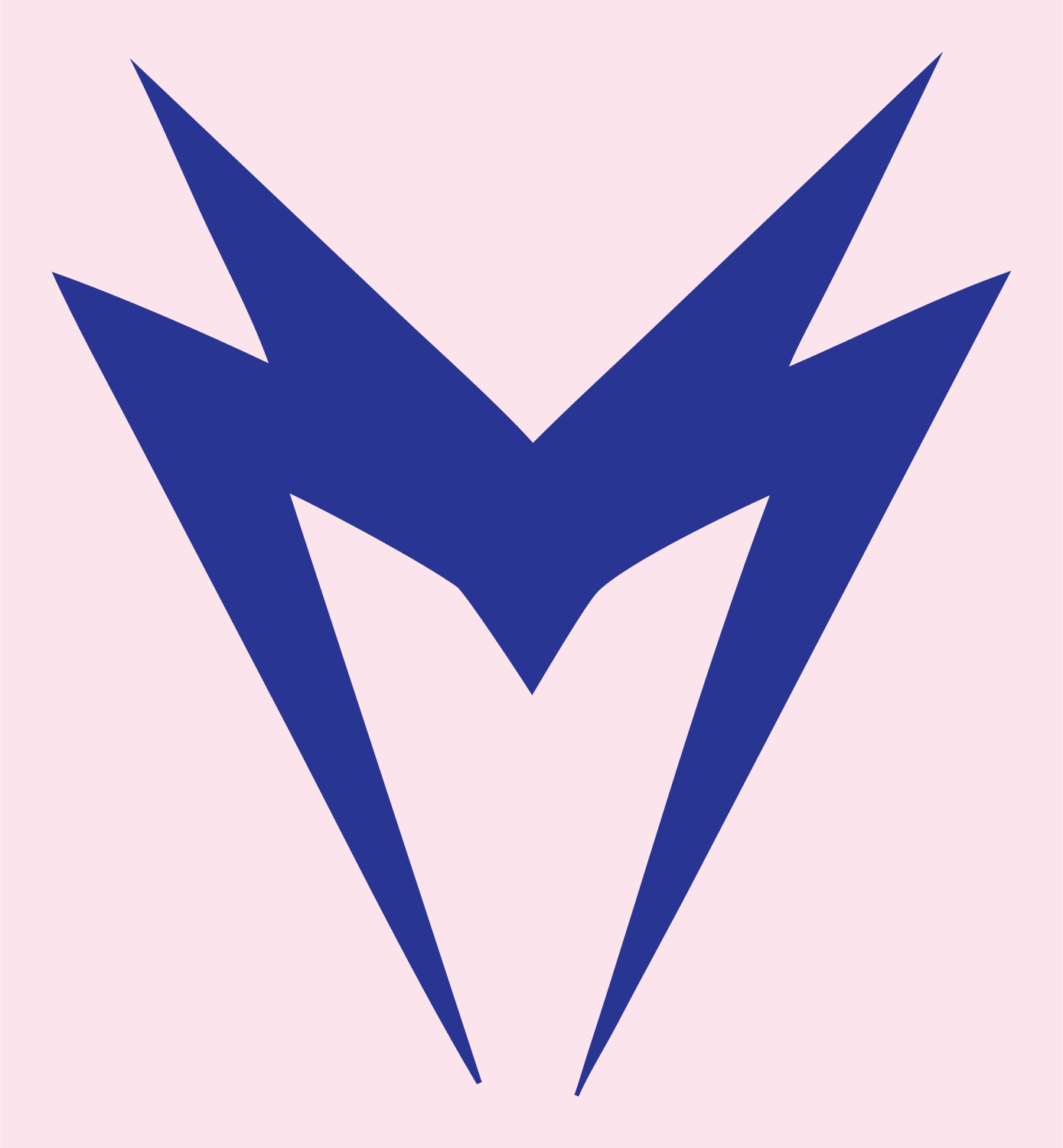Jagged Double Lightning Strike M Mark #fce4ec/#283593