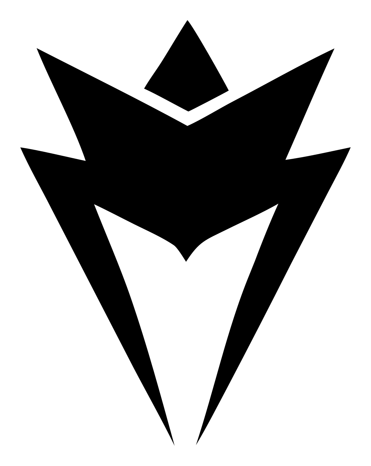 Bold Winged Crown Spike Trophy Badge #ffffff/#000000
