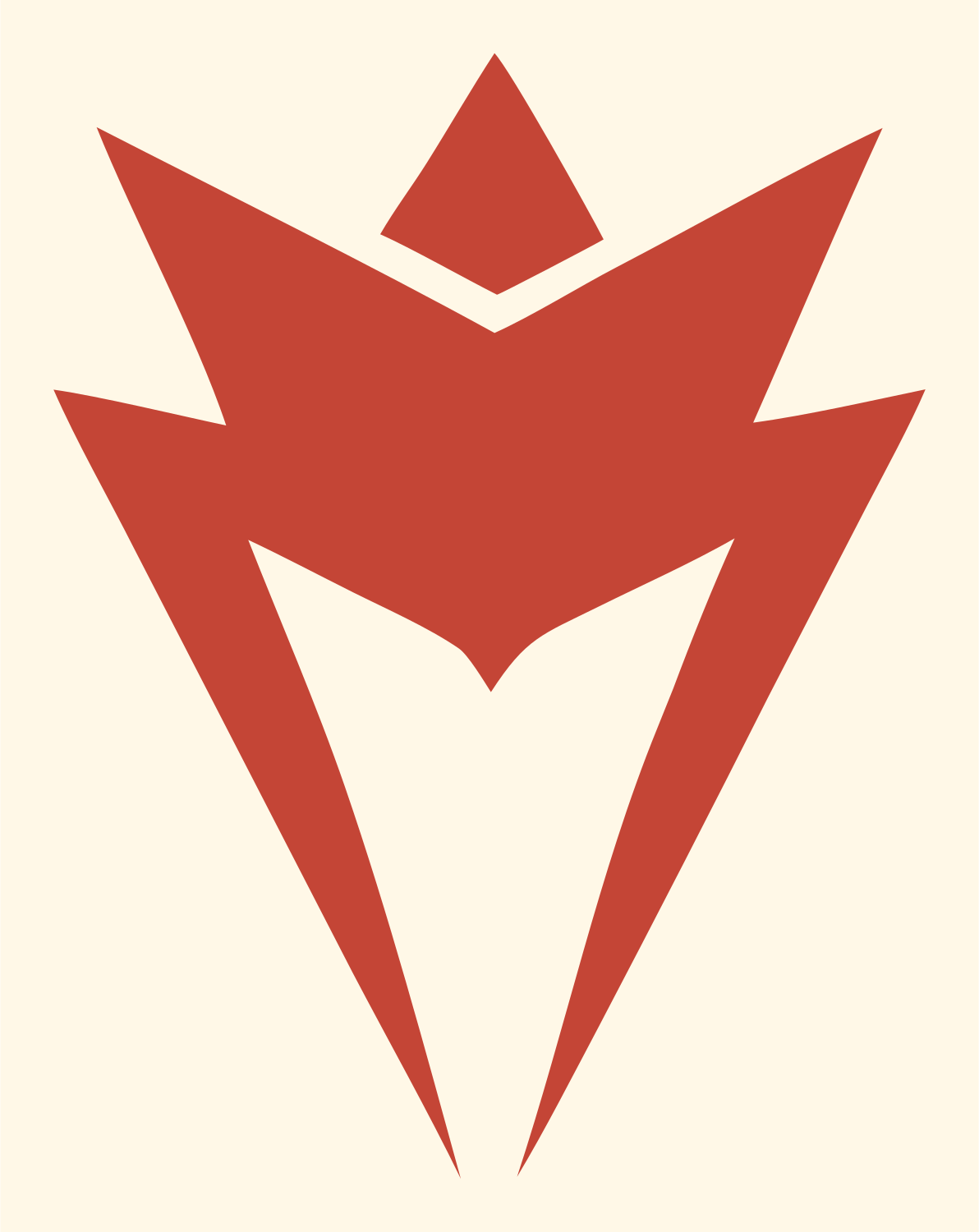 Bold Winged Crown Spike Trophy Badge #fff8e7/#c44536