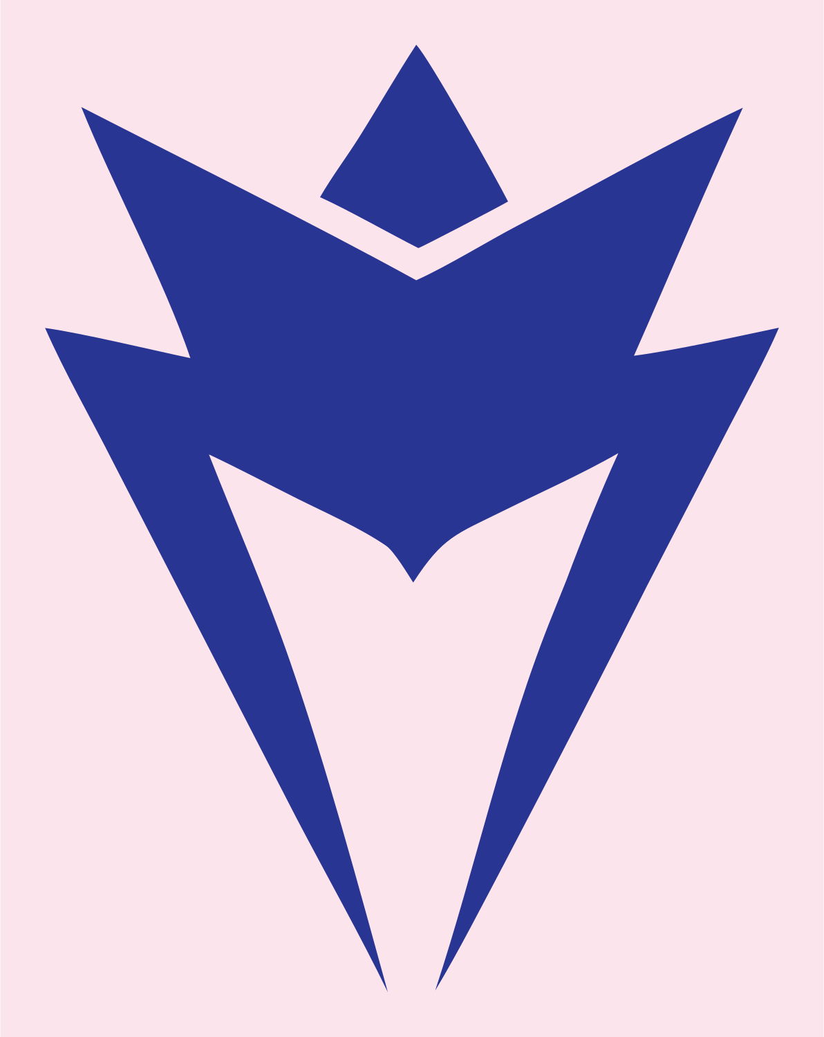 Bold Winged Crown Spike Trophy Badge #fce4ec/#283593