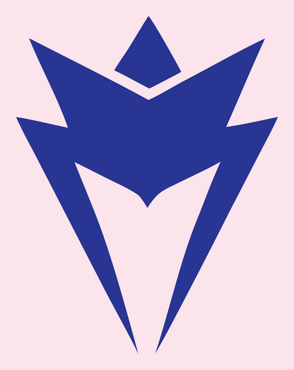Bold Winged Crown Spike Trophy Badge #fce4ec/#283593