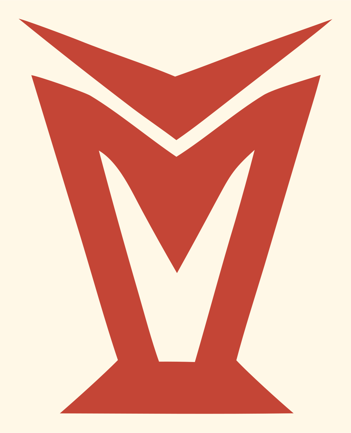 Industrial Angular M Shield Trophy Mark #fff8e7/#c44536