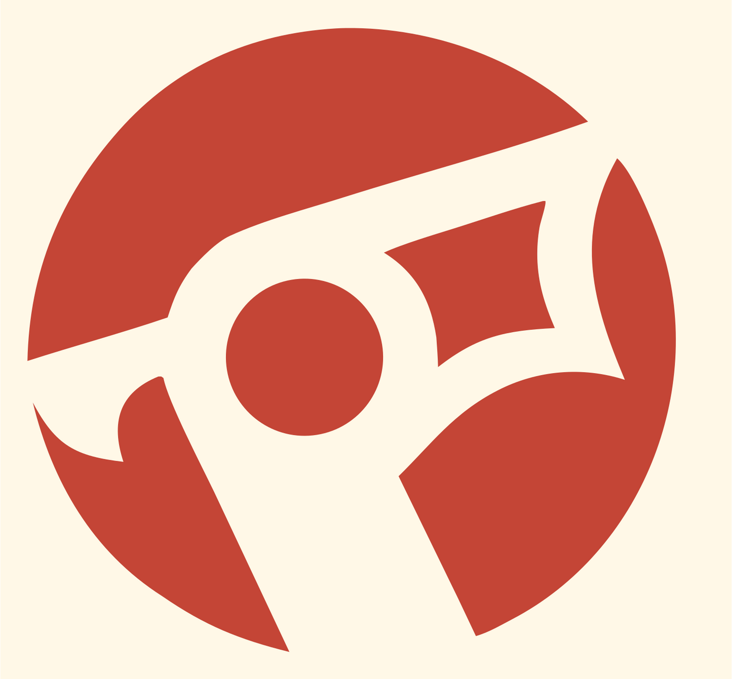 Negative Space Circular Whistle Round Mark #fff8e7/#c44536