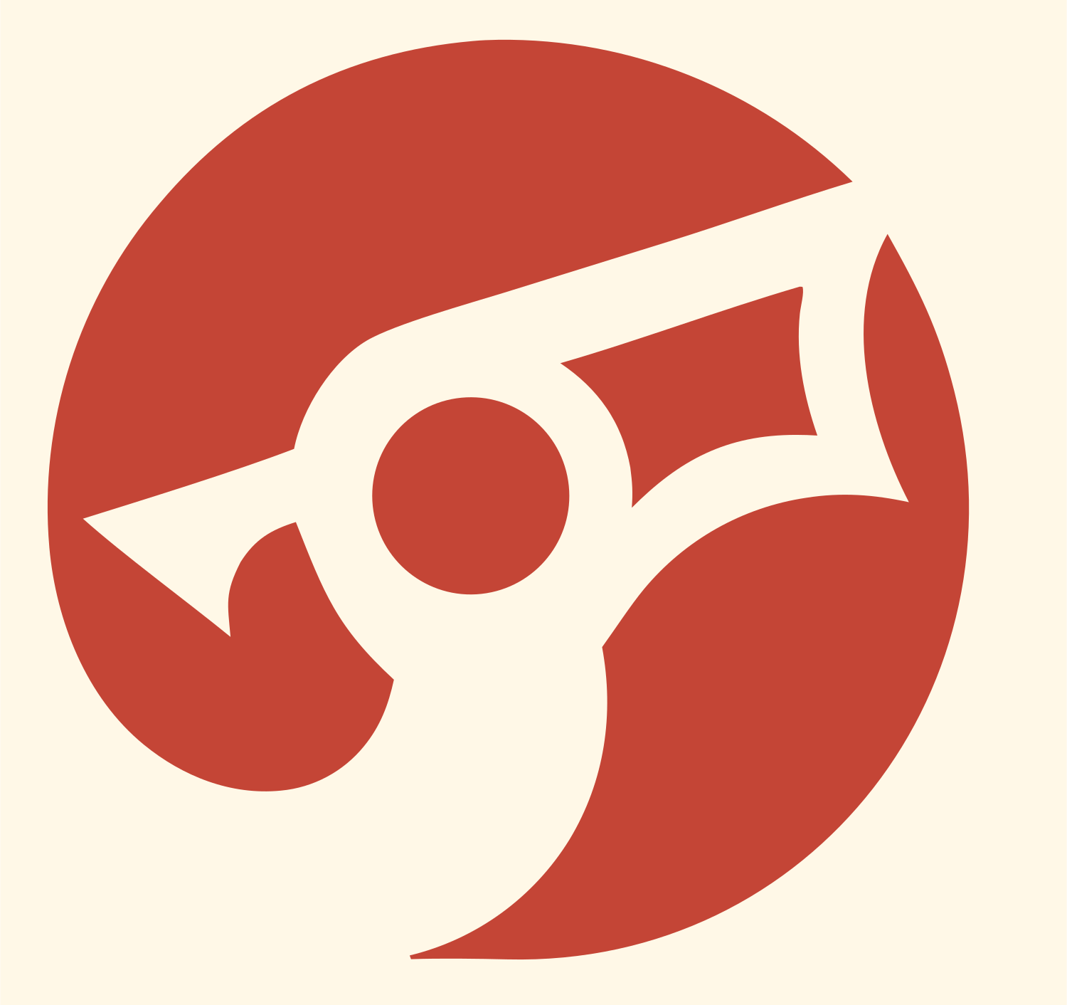 Negative Space Spinning Whistle Circle Mark #fff8e7/#c44536