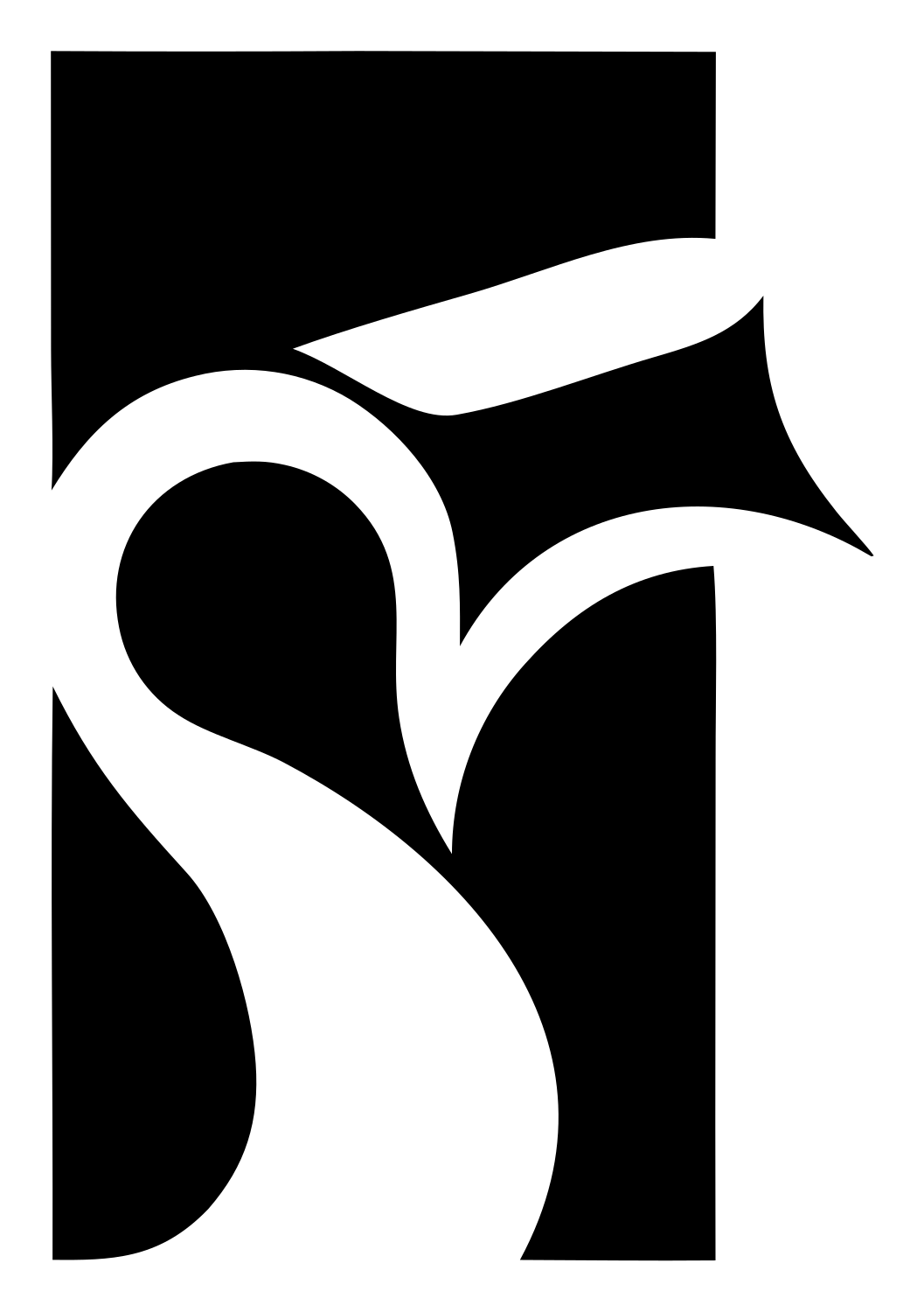 Negative Space Calligraphic Whistle Rectangle Mark #ffffff/#000000