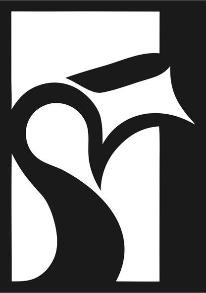 Negative Space Calligraphic Whistle Rectangle Mark #1a1a1a/#ffffff