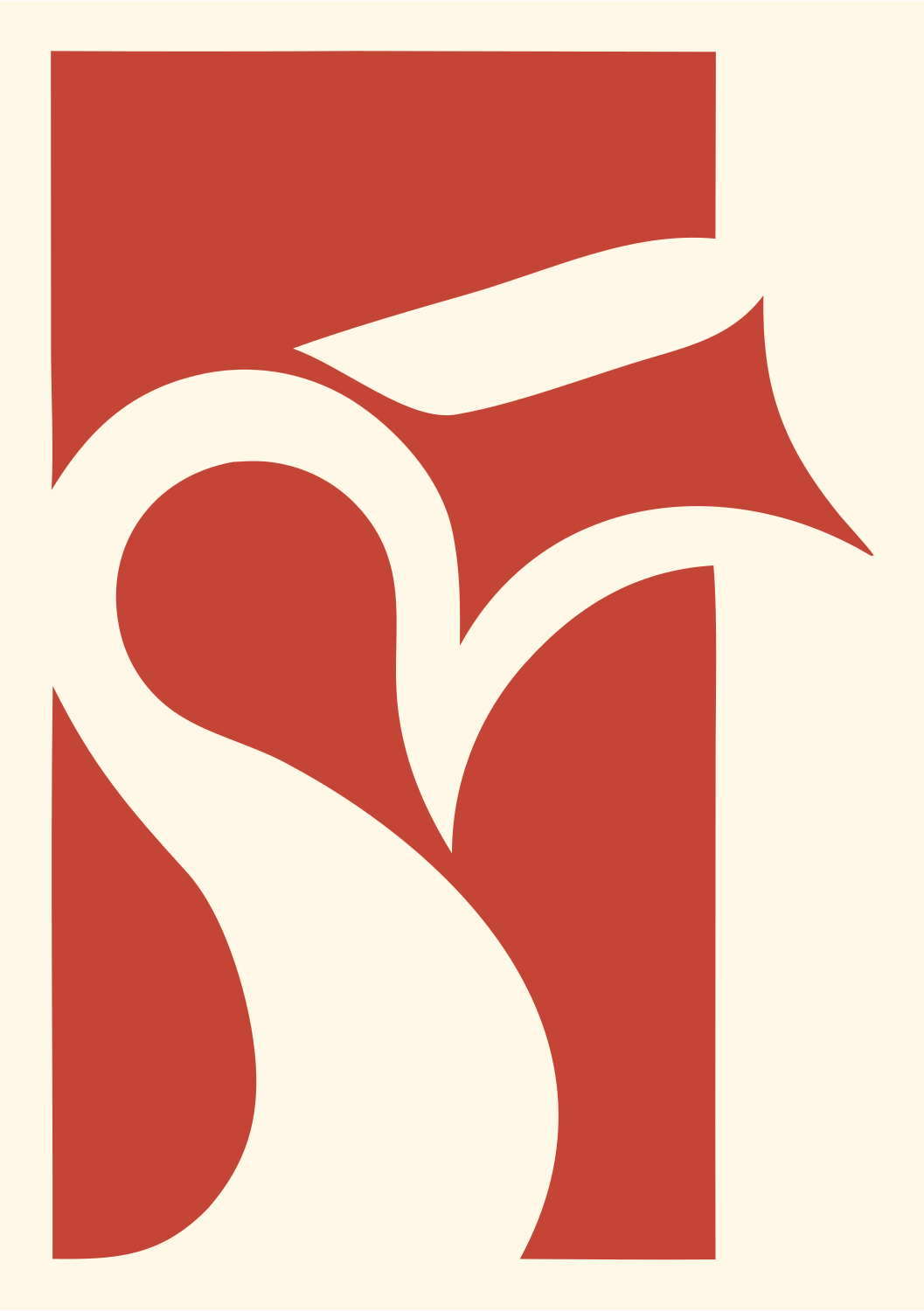 Negative Space Calligraphic Whistle Rectangle Mark #fff8e7/#c44536