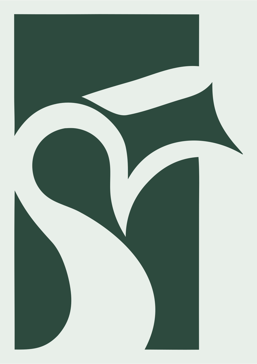 Negative Space Calligraphic Whistle Rectangle Mark #e8efe9/#2d4a3e