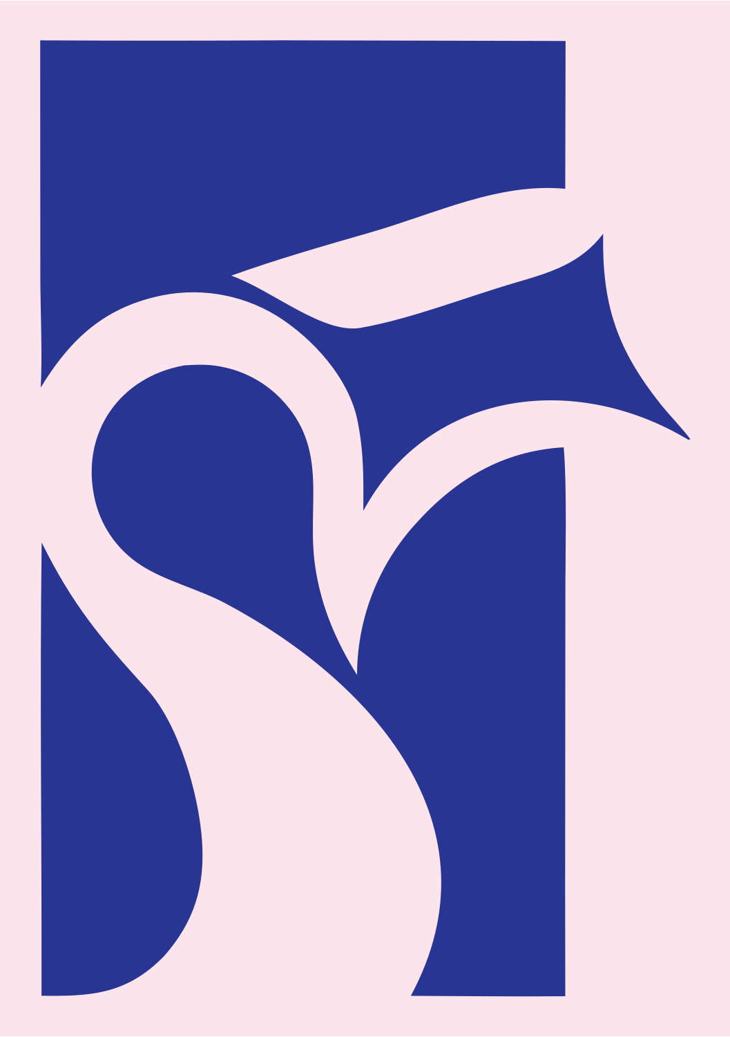 Negative Space Calligraphic Whistle Rectangle Mark #fce4ec/#283593