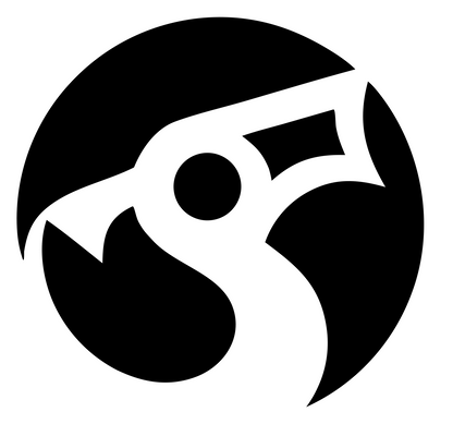 Negative Space Bold Whistle Circle Emblem #ffffff/#000000