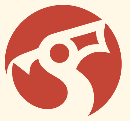 Negative Space Bold Whistle Circle Emblem #fff8e7/#c44536