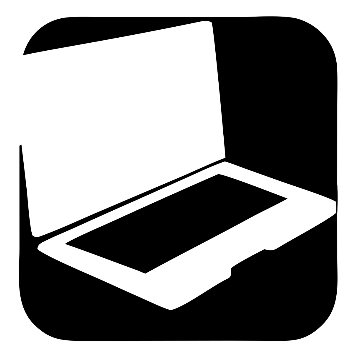 Negative Space Open Laptop Rounded Icon #ffffff/#000000