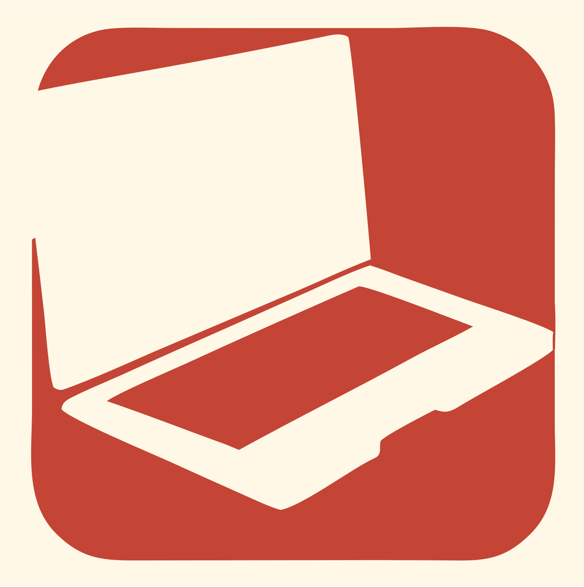 Negative Space Open Laptop Rounded Icon #fff8e7/#c44536