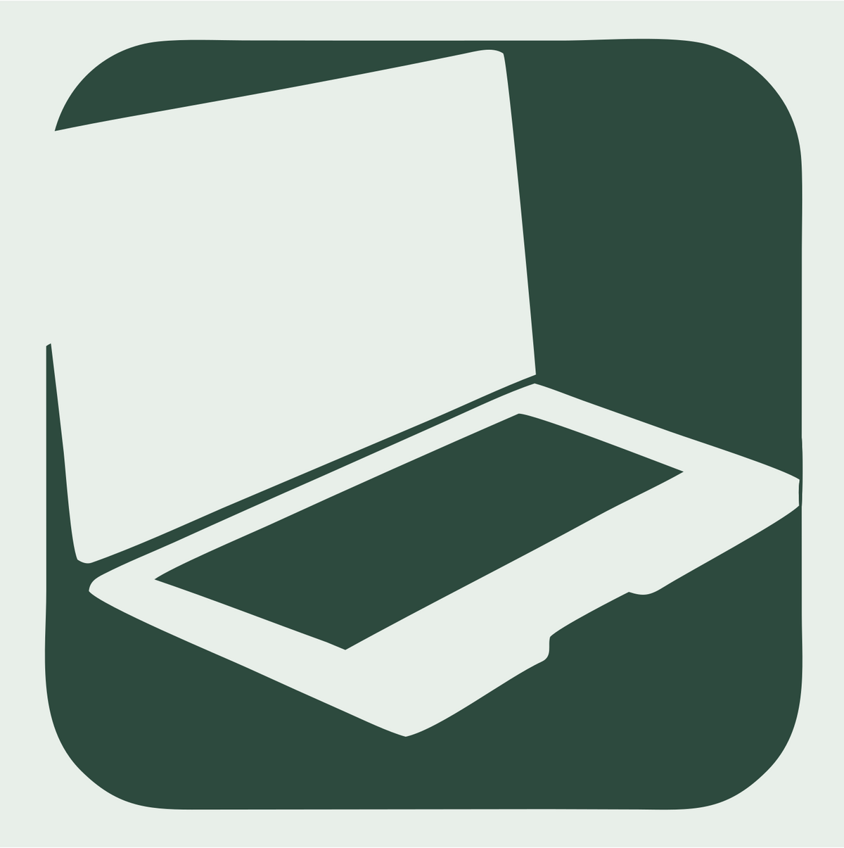 Negative Space Open Laptop Rounded Icon #e8efe9/#2d4a3e