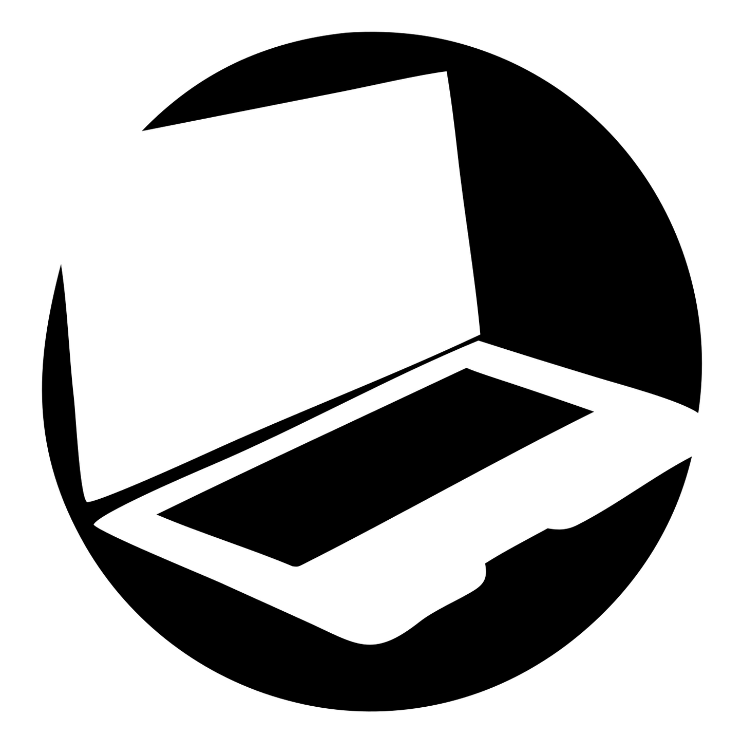 Bold Circle Cutout Laptop Computer Badge #ffffff/#000000