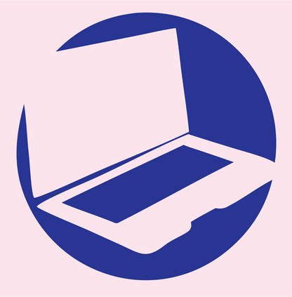 Bold Circle Cutout Laptop Computer Badge #fce4ec/#283593