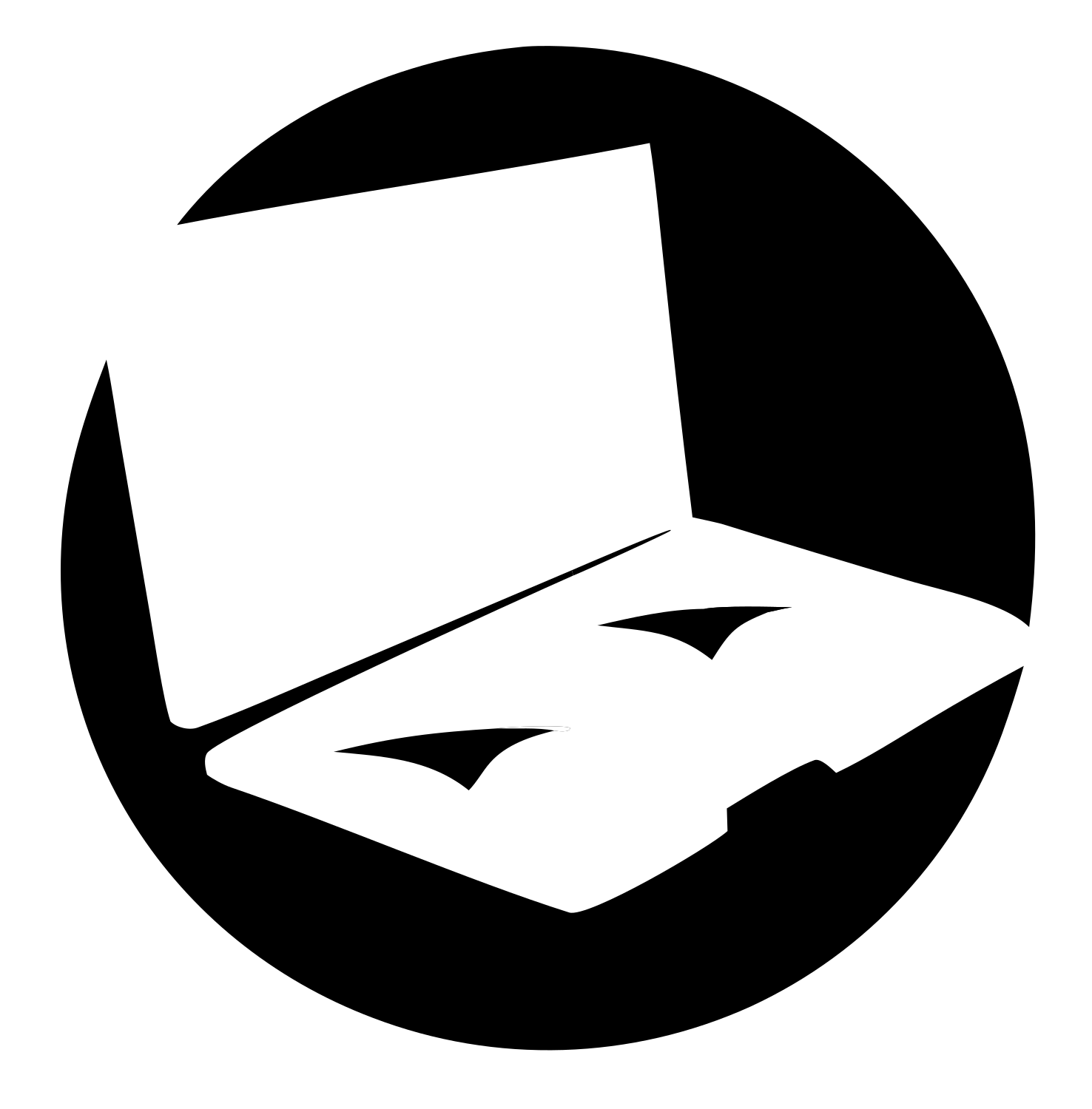 High-Contrast Silhouette Laptop Angled Mark #ffffff/#000000