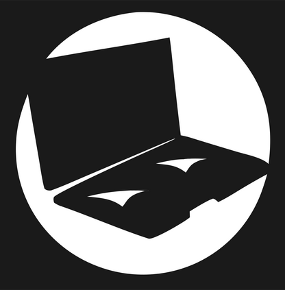 High-Contrast Silhouette Laptop Angled Mark #1a1a1a/#ffffff