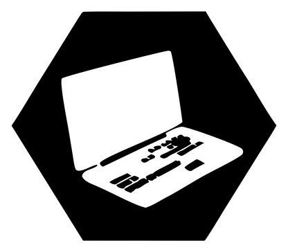 Negative Space Hexagon Laptop Crest #ffffff/#000000