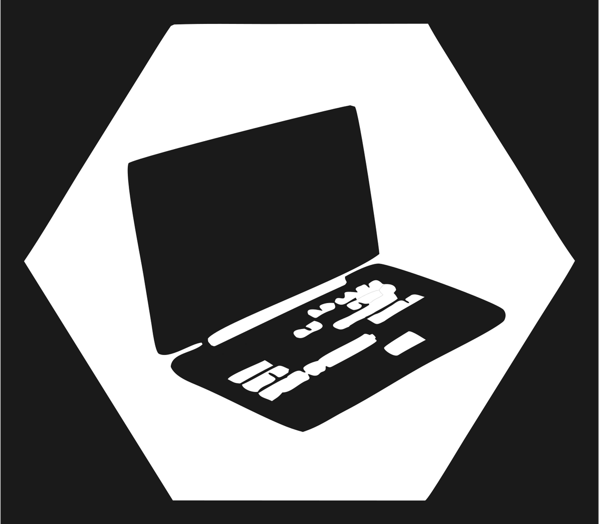 Negative Space Hexagon Laptop Crest #1a1a1a/#ffffff