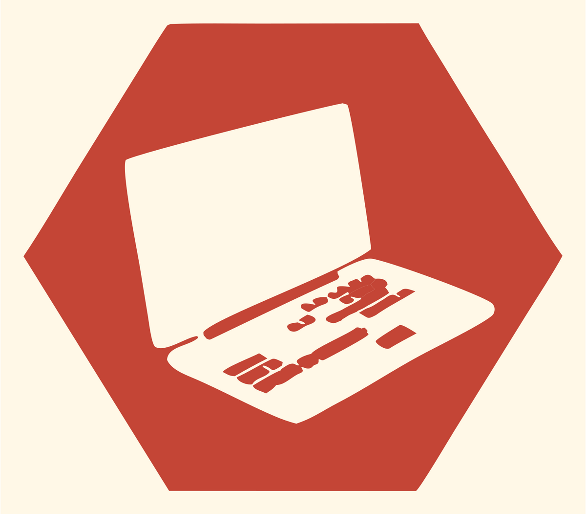 Negative Space Hexagon Laptop Crest #fff8e7/#c44536
