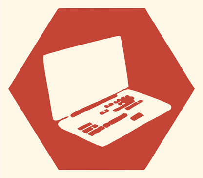 Negative Space Hexagon Laptop Crest #fff8e7/#c44536
