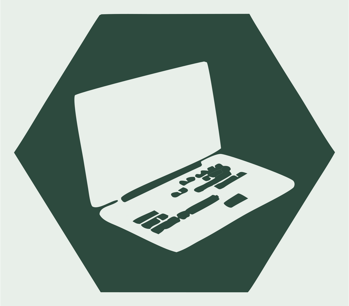 Negative Space Hexagon Laptop Crest #e8efe9/#2d4a3e