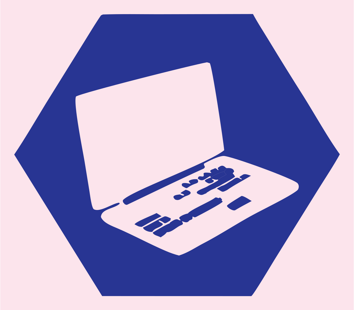 Negative Space Hexagon Laptop Crest #fce4ec/#283593