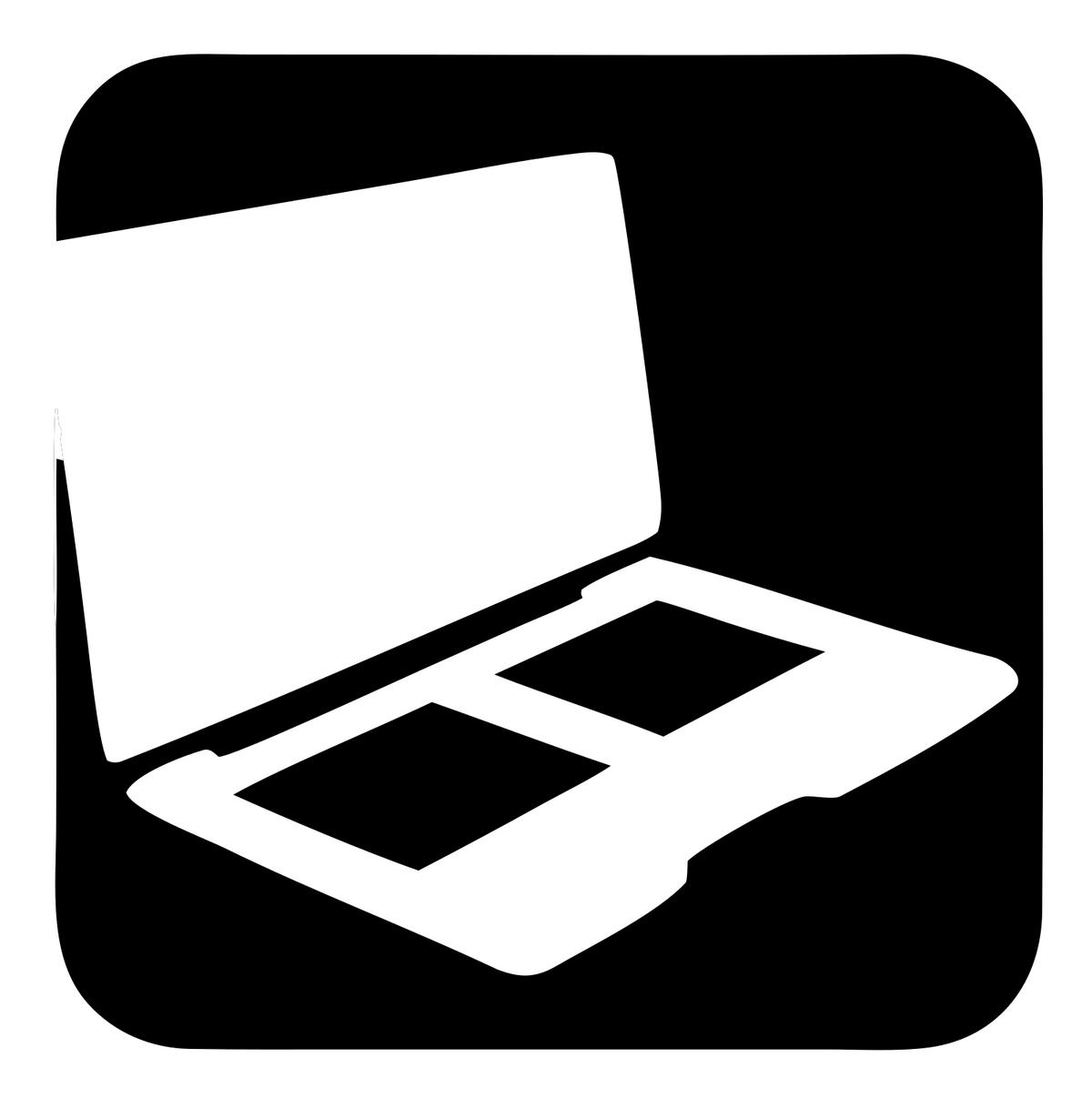 Negative Space Perspective Laptop Rounded Badge #ffffff/#000000