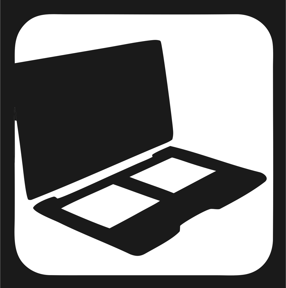 Negative Space Perspective Laptop Rounded Badge #1a1a1a/#ffffff