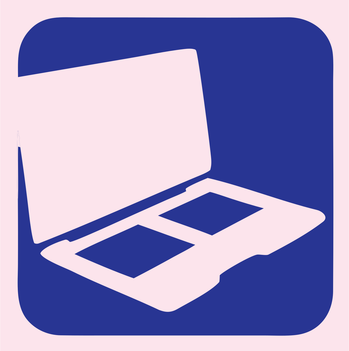 Negative Space Perspective Laptop Rounded Badge #fce4ec/#283593