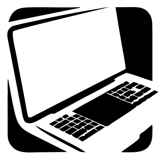 Negative Space Angled Laptop Keyboard Icon