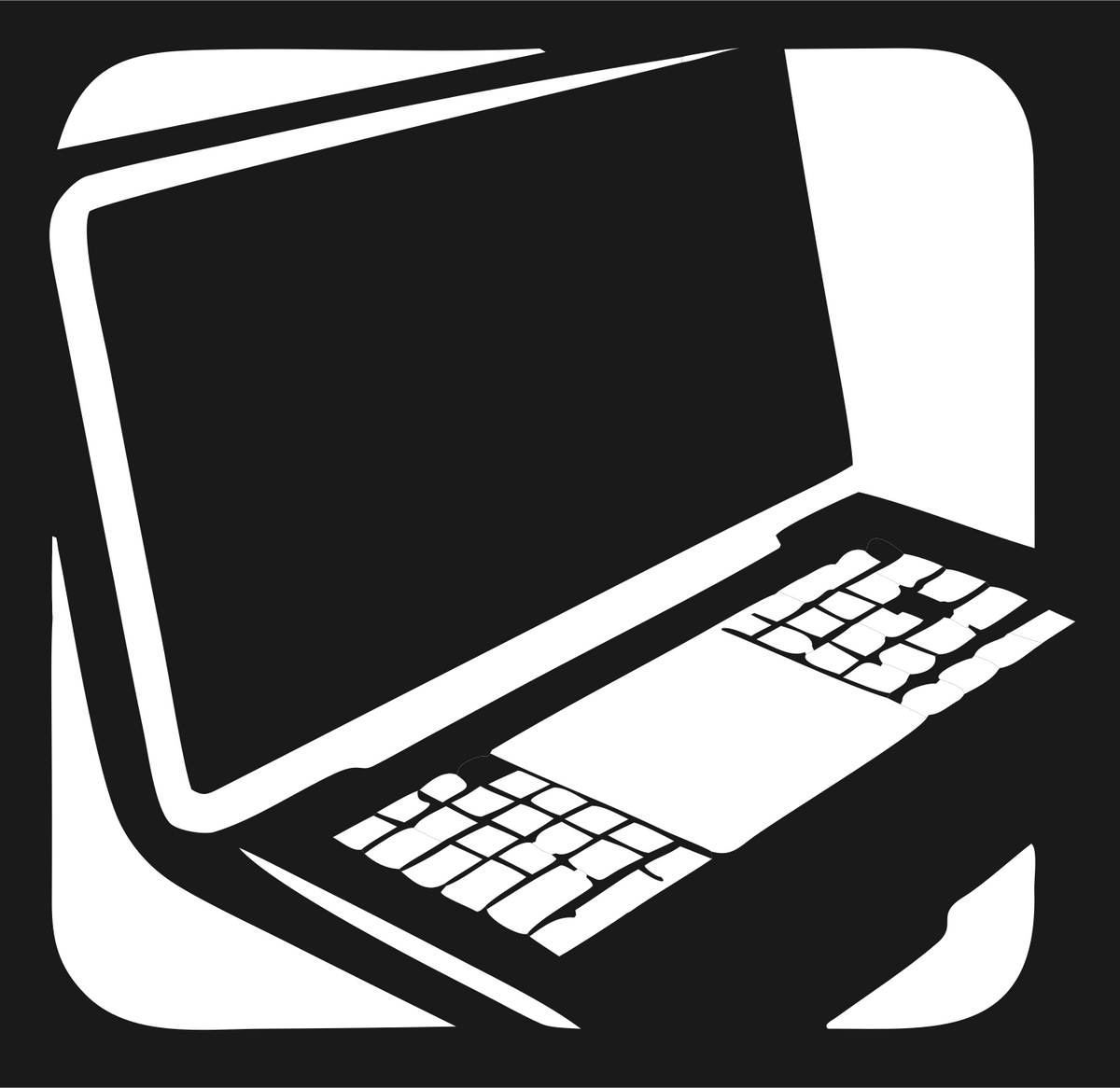 Negative Space Angled Laptop Keyboard Icon #1a1a1a/#ffffff