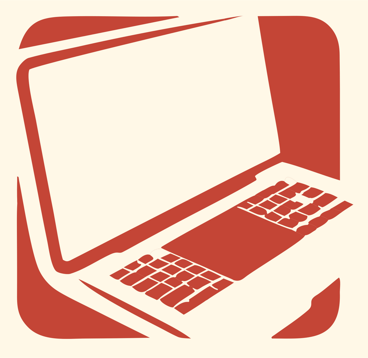 Negative Space Angled Laptop Keyboard Icon #fff8e7/#c44536