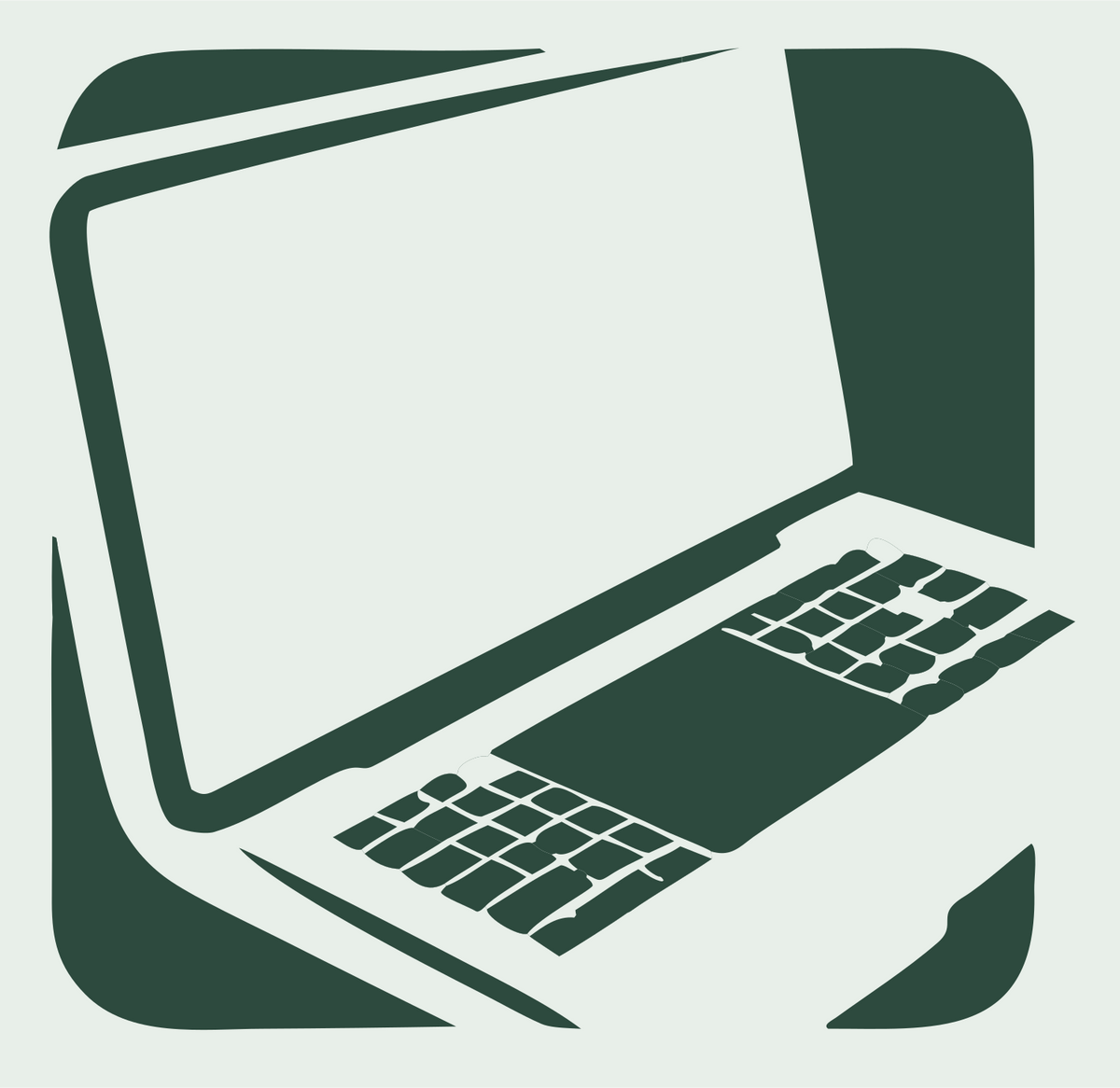 Negative Space Angled Laptop Keyboard Icon #e8efe9/#2d4a3e