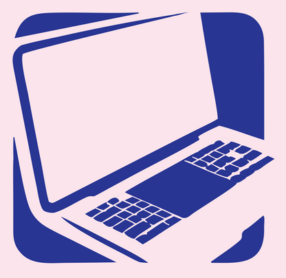 Negative Space Angled Laptop Keyboard Icon #fce4ec/#283593