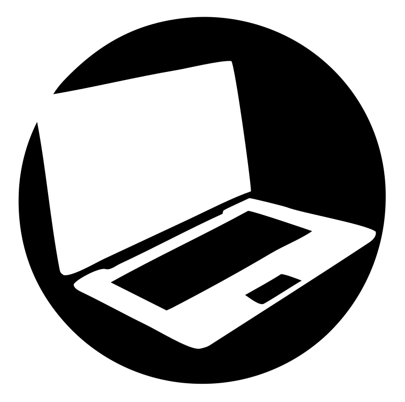 Cutout Tilted Laptop Screen Circle Emblem